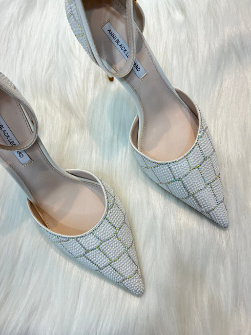 Rhinestone Decor Point Toe Heel